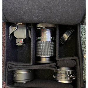 Vivitar Close Focusing Auto Zoom Lens 70mm-150mm, Pentax 50mm, Focal Flash & Bag